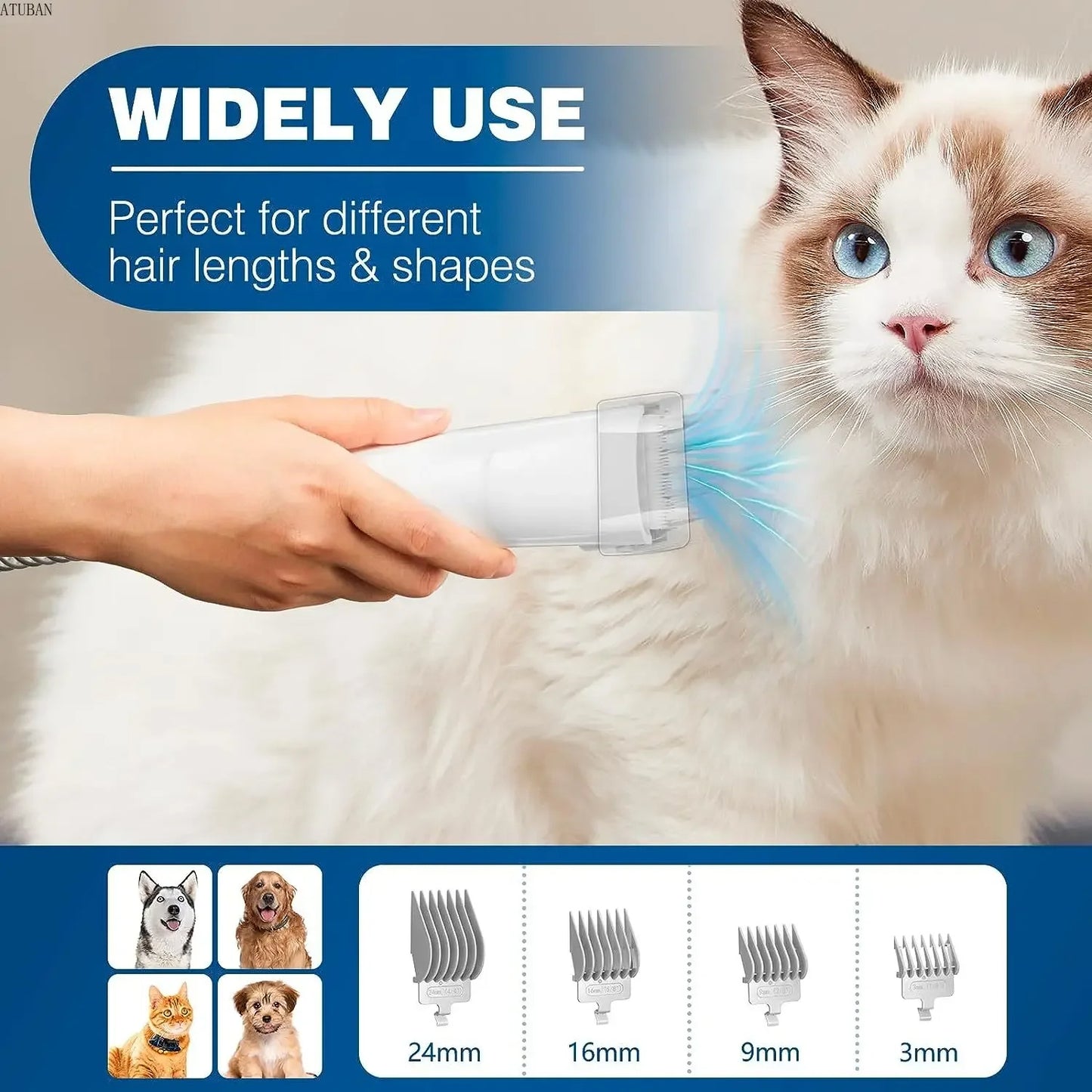 Pet Grooming Vacuum Kit – 2.3L Capacity