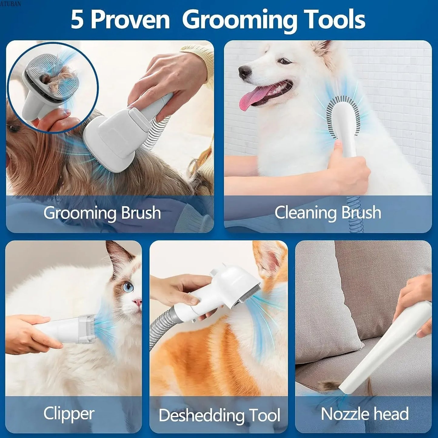 Pet Grooming Vacuum Kit – 2.3L Capacity